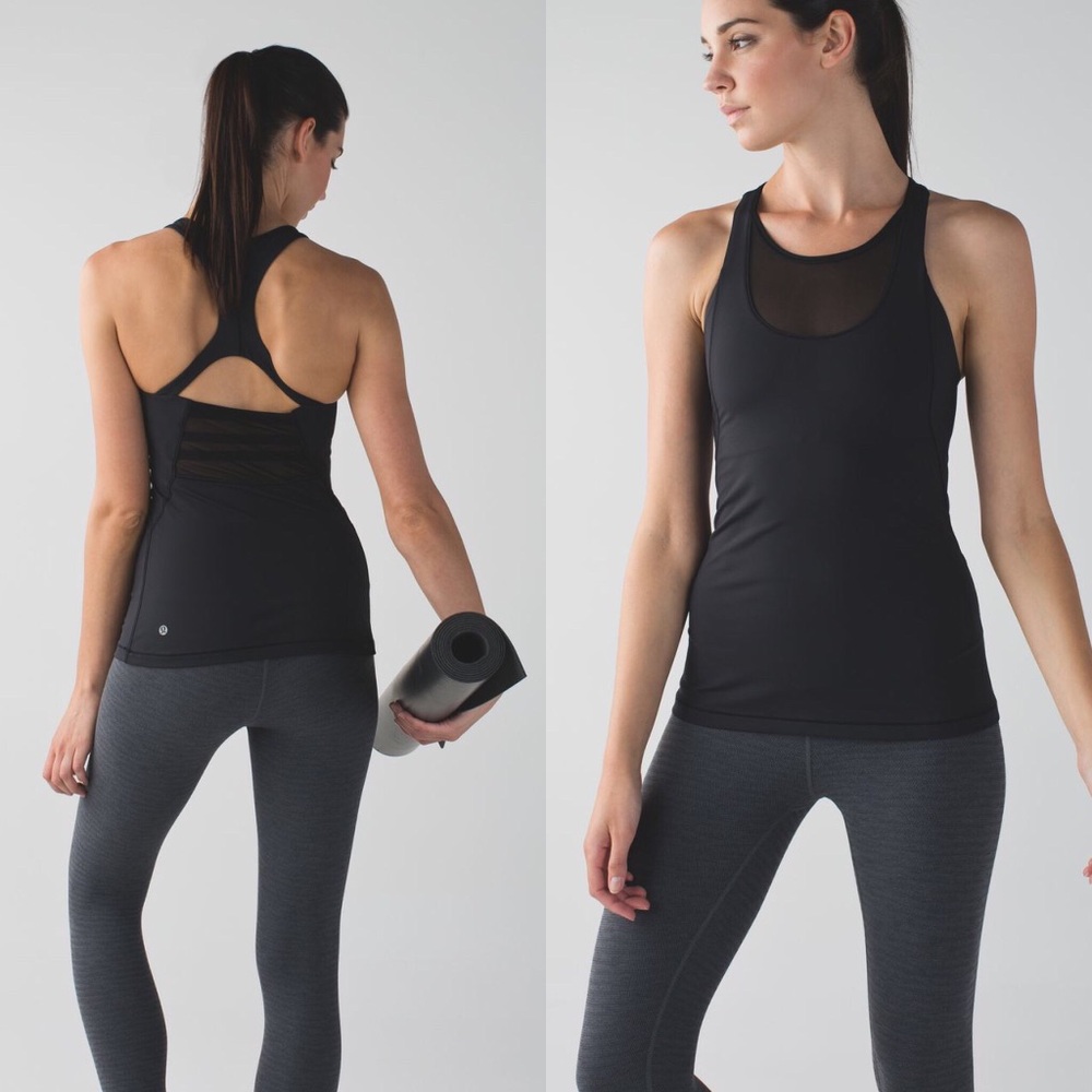 Lululemon / Mesh With Me Black Tank Top